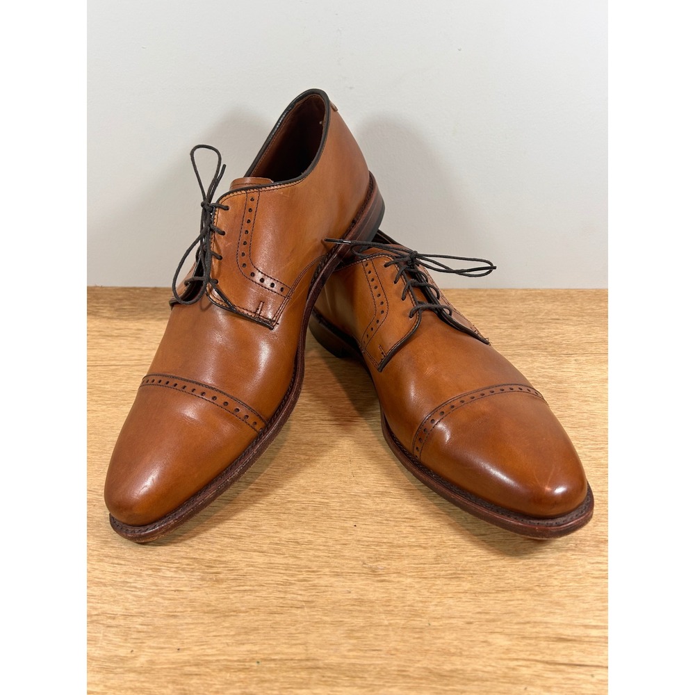 Allen Edmonds Clifton 3358 Tan Leather Cap Toe Brogue Derby Shoes Mens 13 D